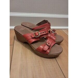 Dansko Sandals Women's 40 9.5/10 Orange Straps Leather Platform Jessie Summer